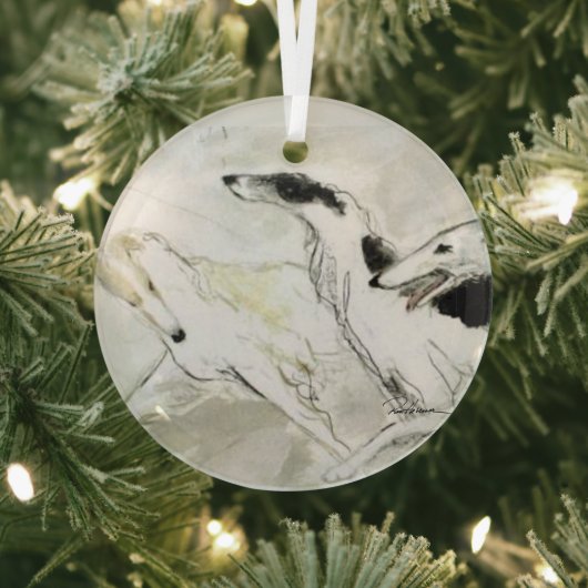 Borzoi door Hevener Glass Ornament (Insitu)