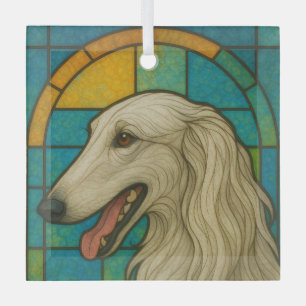 Borzoi "Glas in lood" Glas Ornament
