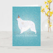 Borzoi Happy Birthday Design Kaart (Gele Bloem)