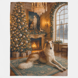 Borzoi Holiday  Fleece Deken