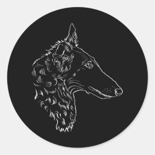 Borzoi hond cadeau idee ronde sticker