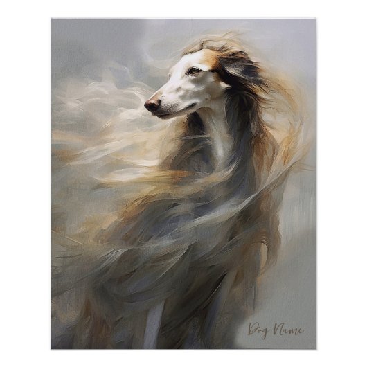Borzoi hond in de wind 001 - Yacobsen Derosana Perfect Poster (Voorkant)