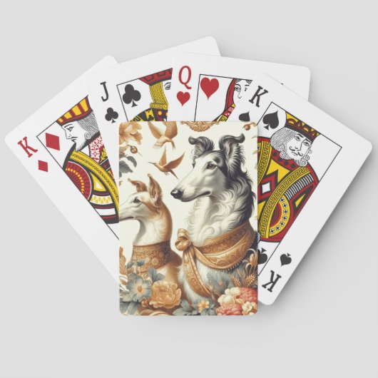 Borzoi hondenillustratie Pokerkaarten (Achterkant)