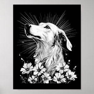 Borzoi Hondenliefhebber Retro Style Tattoo _1 Poster