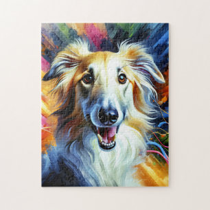 Borzoi-hondenportret Acryl Kunstprint Hondenliefhe Legpuzzel