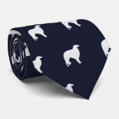 Borzoi Hondenras Silhouettes Pattern Midnight Blue Stropdas (Opgerold)
