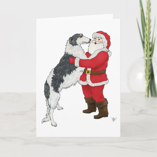 Borzoi Kerstgroet Feestdagen Kaart (Voorkant)