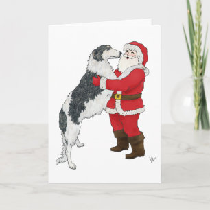 Borzoi Kerstgroet Feestdagen Kaart