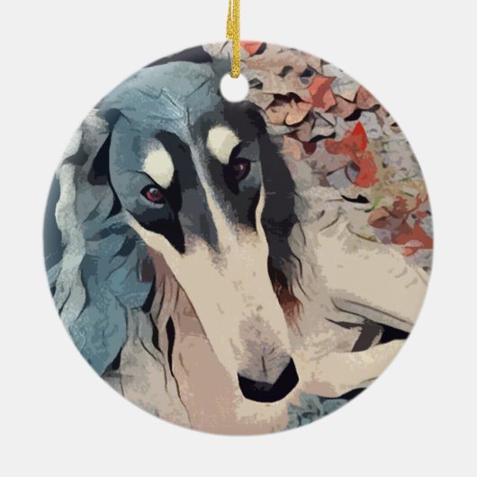 Borzoi Kerstversiering Keramisch Ornament (Achterkant)