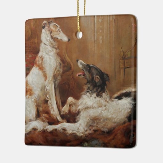 Borzoi Kerstversiering Keramisch Ornament (Links)