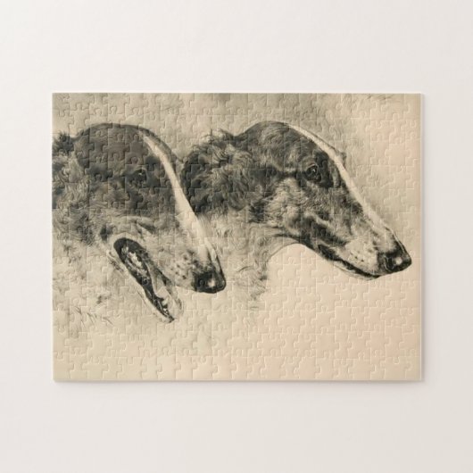 Borzoi Pair Legpuzzel (Horizontaal)
