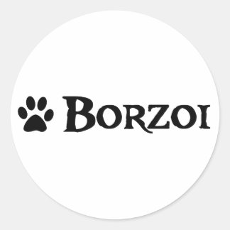 Borzoi (piratenstijl met voetafdruk) ronde sticker