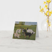 Borzoi Play Time Original Dog Art Note Kaart (Gele Bloem)
