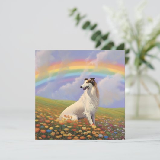 Borzoi Rainbow Bridge Aangepaste naam Hond Memoria (Staand voorkant)