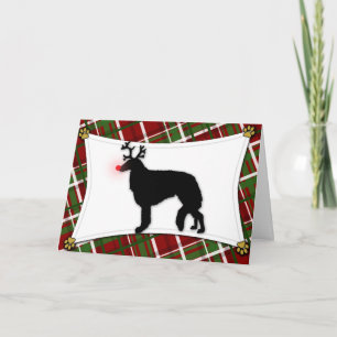 Borzoi rendier kerst Kaart