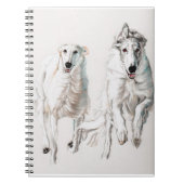 Borzoi Running russe Wolfhound Dog Carnet d'art (Devant)