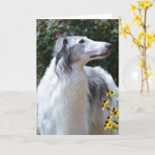 Borzoi Russe Wolfhound Carte photo d'art chien (Fleur jaune)
