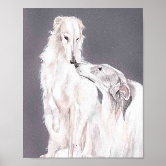 Borzoi Russian Wolfhound Dog Art Poster (Voorkant)