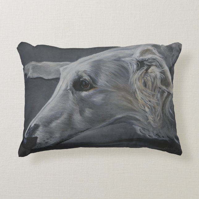 Borzoi Russian Wolfhound Dog Art Sierkussen Accent Kussen (Voorkant)