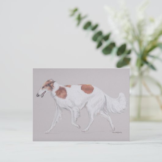 Borzoi Russie Wolfhound Canine Art carte postale (Debout devant)