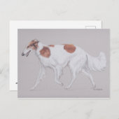Borzoi Russie Wolfhound Canine Art carte postale (Devant / Derrière)