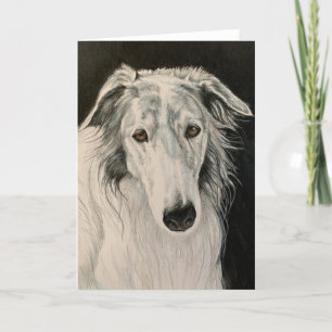 Borzoi Russische Wolfshond Dog Art Portrait Kaart