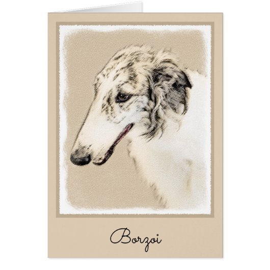 Borzoi (Silver Brindle) Schilderende oorspronkelij (Voorkant)