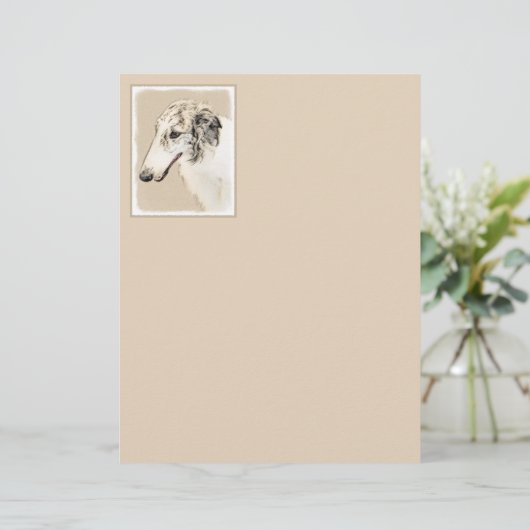 Borzoi (Silver Brindle) Schilderende oorspronkelij (Staand voorkant)