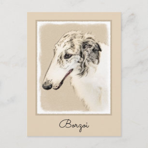 Borzoi (Silver Brindle) Schilderende oorspronkelij Briefkaart
