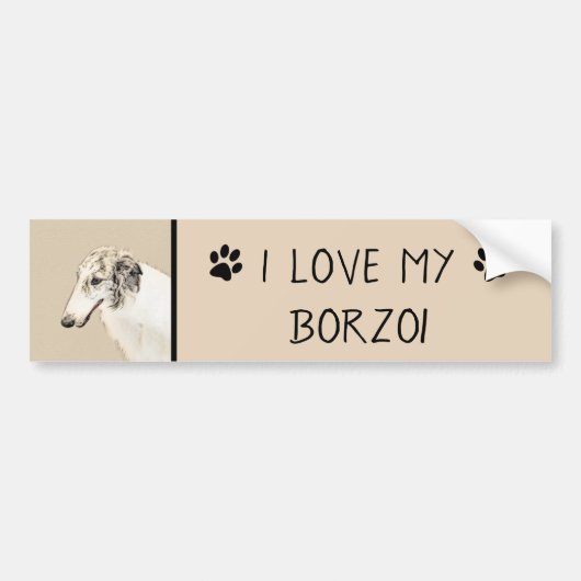Borzoi (Silver Brindle) Schilderende oorspronkelij Bumpersticker (Voorkant)