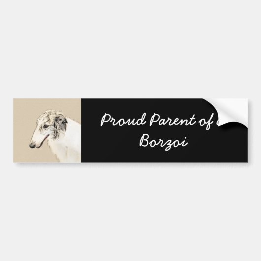 Borzoi (Silver Brindle) Schilderende oorspronkelij Bumpersticker (Voorkant)