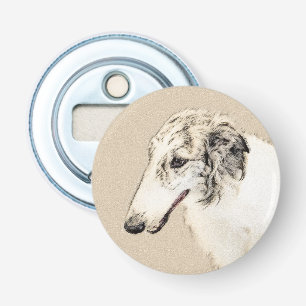 Borzoi (Silver Brindle) Schilderende oorspronkelij Button Flesopener