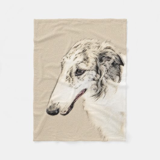 Borzoi (Silver Brindle) Schilderende oorspronkelij Fleece Deken (Voorkant)