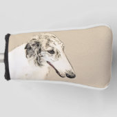 Borzoi (Silver Brindle) Schilderende oorspronkelij Golfheadcover (Voorkant)