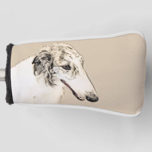 Borzoi (Silver Brindle) Schilderende oorspronkelij Golfheadcover (Voorkant)