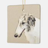 Borzoi (Silver Brindle) Schilderende oorspronkelij Keramisch Ornament (Links)