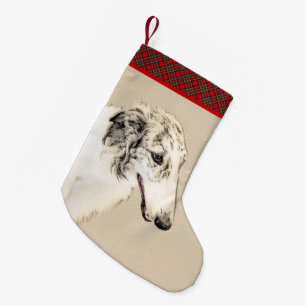 Borzoi (Silver Brindle) Schilderende oorspronkelij Kleine Kerstsok