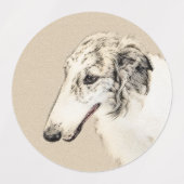 Borzoi (Silver Brindle) Schilderende oorspronkelij Labels (Design 2)