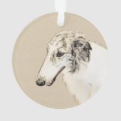 Borzoi (Silver Brindle) Schilderende oorspronkelij Ornament (achterkant)