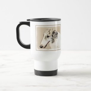 Borzoi (Silver Brindle) Schilderende oorspronkelij Reisbeker