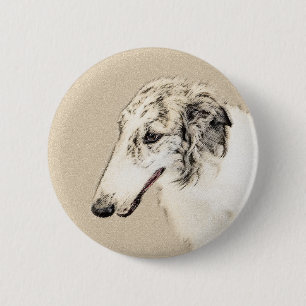 Borzoi (Silver Brindle) Schilderende oorspronkelij Ronde Button 5,7 Cm