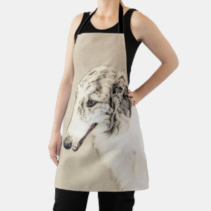 Borzoi (Silver Brindle) Schilderende oorspronkelij Schort