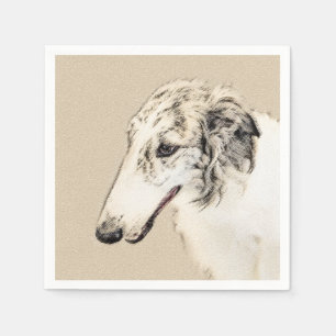 Borzoi (Silver Brindle) Schilderende oorspronkelij Servet