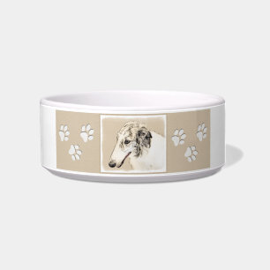 Borzoi (Silver Brindle) Schilderende oorspronkelij Voerbakje