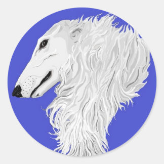 BORZOI-STICKER RONDE STICKER