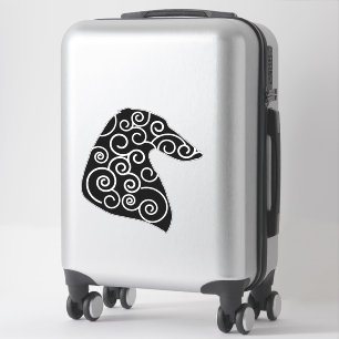 Borzoi Swirl Portret Die Cut Vinyl Sticker