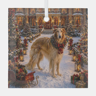 Borzoi Vakantie Glas Ornament