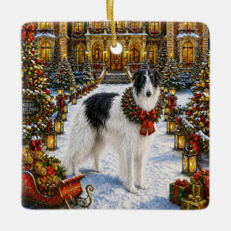 Borzoi Vakantie Keramisch Ornament