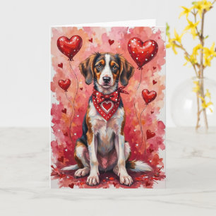 Borzoi Valentijnshond Zittend met Hartjes Rood Kaart