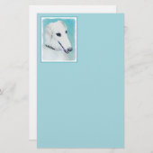 Borzoi (wit) schilderen - Kute Original Dog Art (Voorkant / Achterkant)